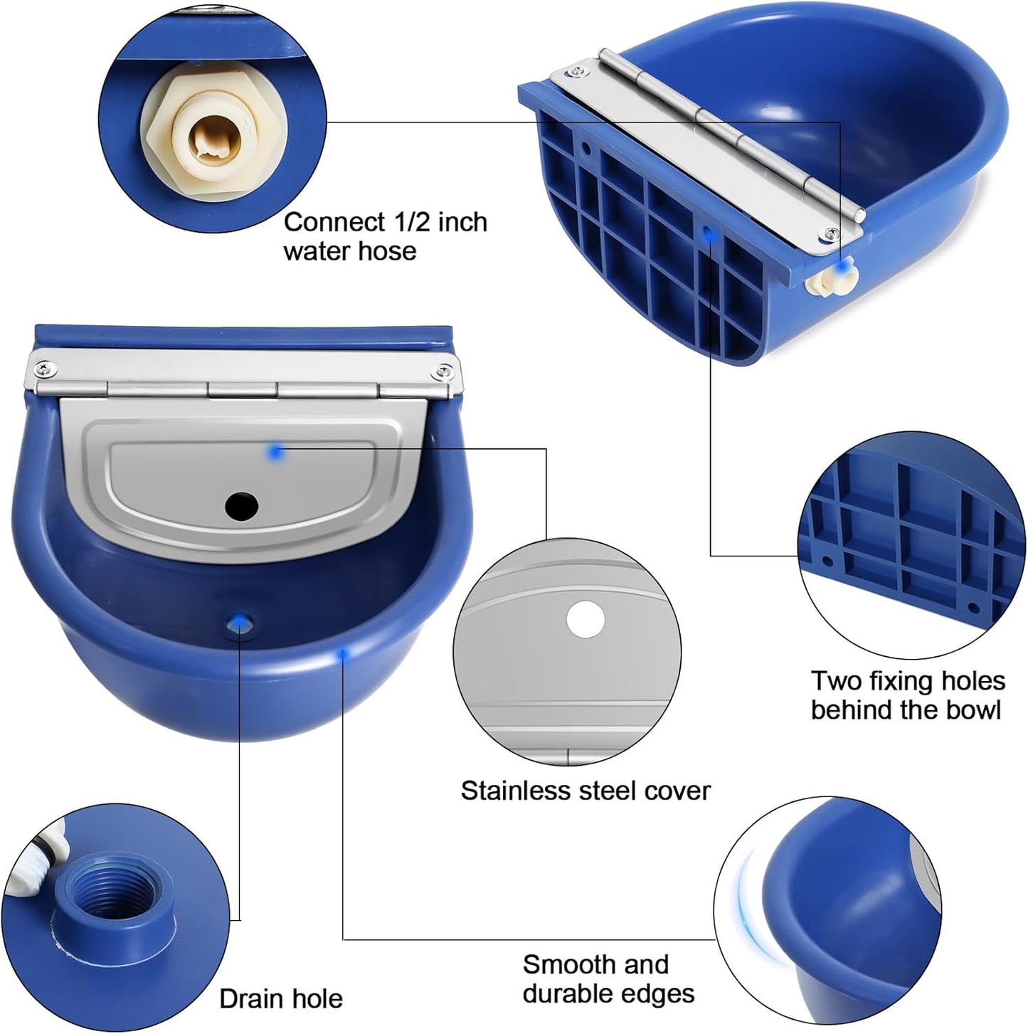 Automatic Water Dispenser for Dogs, Plastic Automatic Dog Waterer Livestock Water Bowl Goat Waterer with 39 inch Water Hose for Horse Water Trough