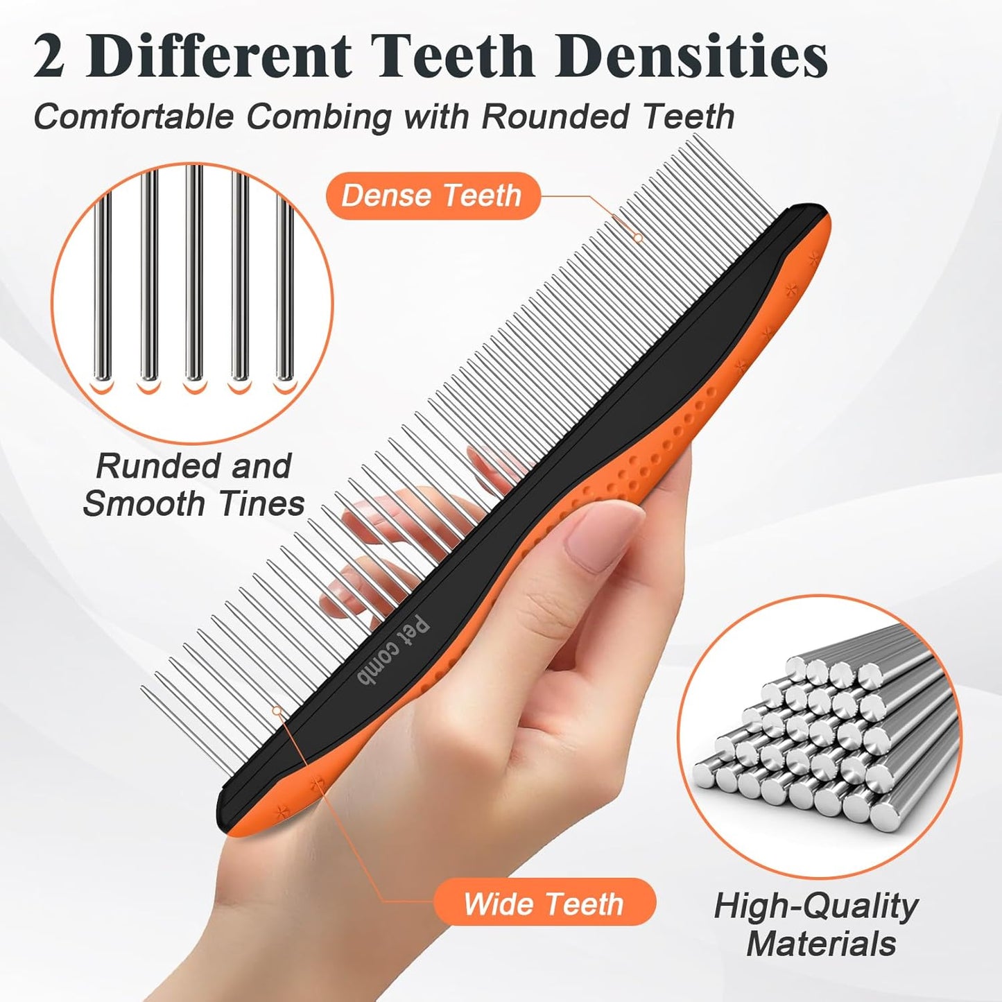 2PCS Self Cleaning Slicker Brush & Dog Comb - Skin Friendly Deshedding Grooming Tool for Dogs, Cats and Small Animals, Professional Deshedding Dematting Tool for Long and Short Haired Pets (Orange)