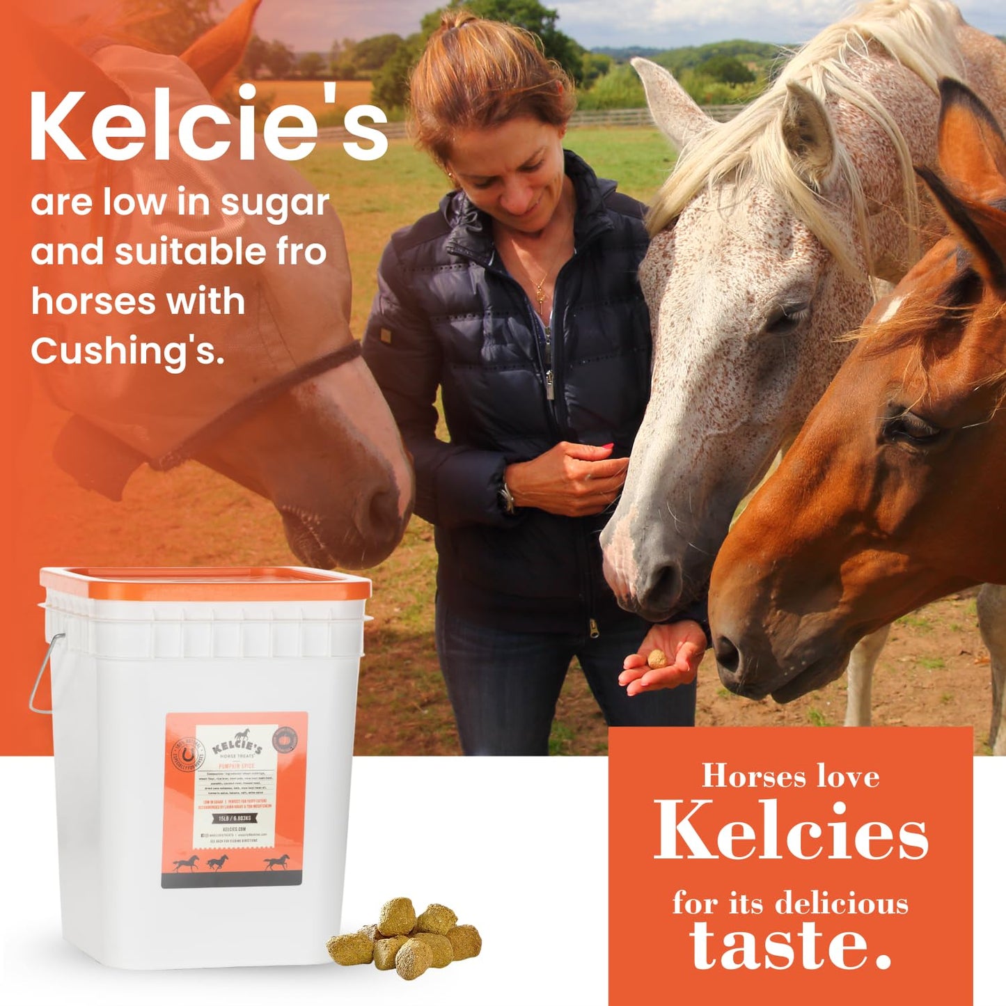 Kelcie’s Horse Care Essentials Bundle - Pumpkin Spice Horse Treats (5 lb) + Hoof Pick Brush Grooming Tool | Healthy Treats & Easy Hoof Cleaning