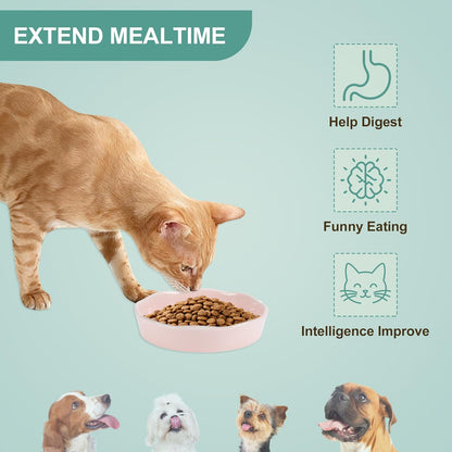 Slow Feeder Dog Bowls, Ceramic Slower Food Feeding Bowl for Small and Medium Dogs, Prevents Fast Eating and Black Chin, Light Pink, 1 Pc