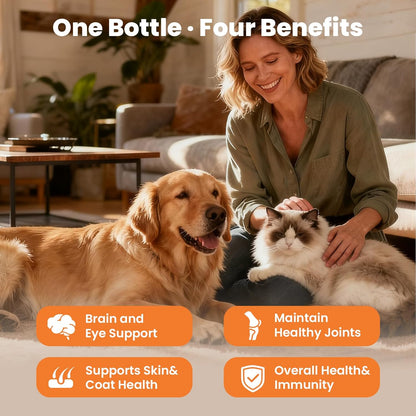 VUN Salmon Fish Oil for Dogs & Cats,Omega 3 Fish Oil Supplement for Itchy Dry Skin Coat,Allergy Relief,Joints&Paws,Brain,Eyes&Heart Treatment,Wild Liquid Fish Oil for Dogs by Pump with EPA DHA–16 oz