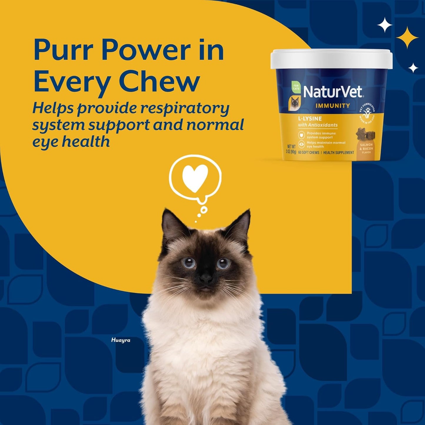 NaturVet L-Lysine Immune Support Plus Antioxidants Cat Supplement – Helps Support Eye Health, Immune System for Cats – Includes Amino Acids – 60 Ct. Soft Chews, 30-Day Supply