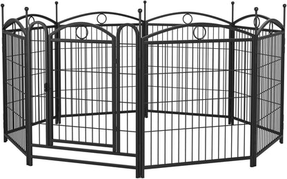Dog Playpen Indoor 32 Inch 8 Panels Metal Dog Pen Iron Black Rust-Resistant Stable Indoor Outdoor Durable