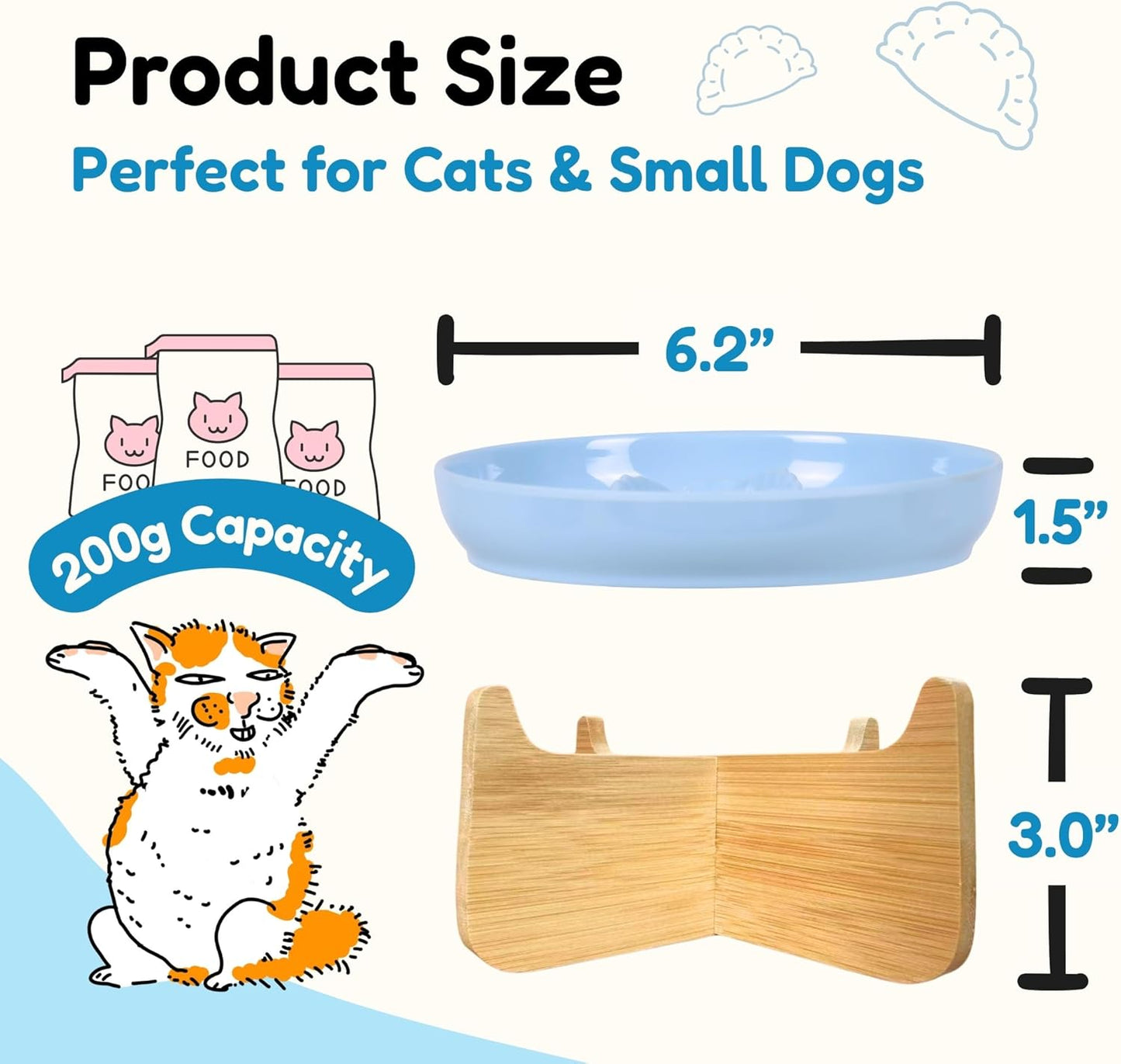 Slow Feeder Cat Bowl with Stand - Unbreakable Elevated Slow Feeder Bowl for Cats - Melamine Puzzle Raised Cat Food Bowl - Whisker Friendly & Wet & Dry Food- Dishwasher Safe & Non Slip (Blue