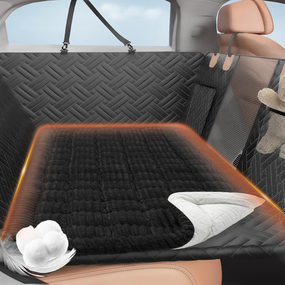 Backseat Pet Bed Mat, Deluxe Dog Seat Covers,Truck Plaid Dog Bed for Car Back Seat, Non-Slip Travel Pet Mat, Back seat Extenders for Car/SUV (for L-Black)