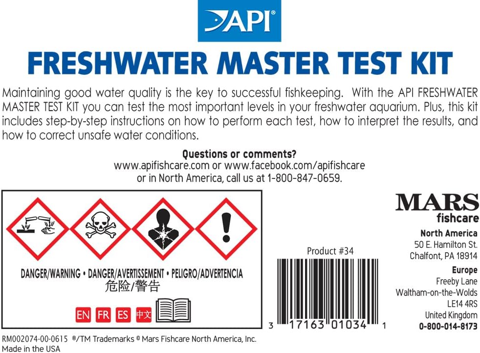 API FRESHWATER MASTER TEST KIT 800-Test Freshwater Aquarium Water Master Test Kit, White, Single, Multi-colored
