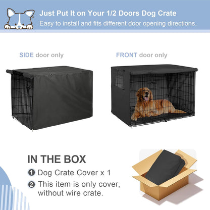 Explore Land Dog Crate Cover Heavy Duty Polyester Pet Kennel Sunshade Universal Fit for 36 inches Wire Cage (Black)