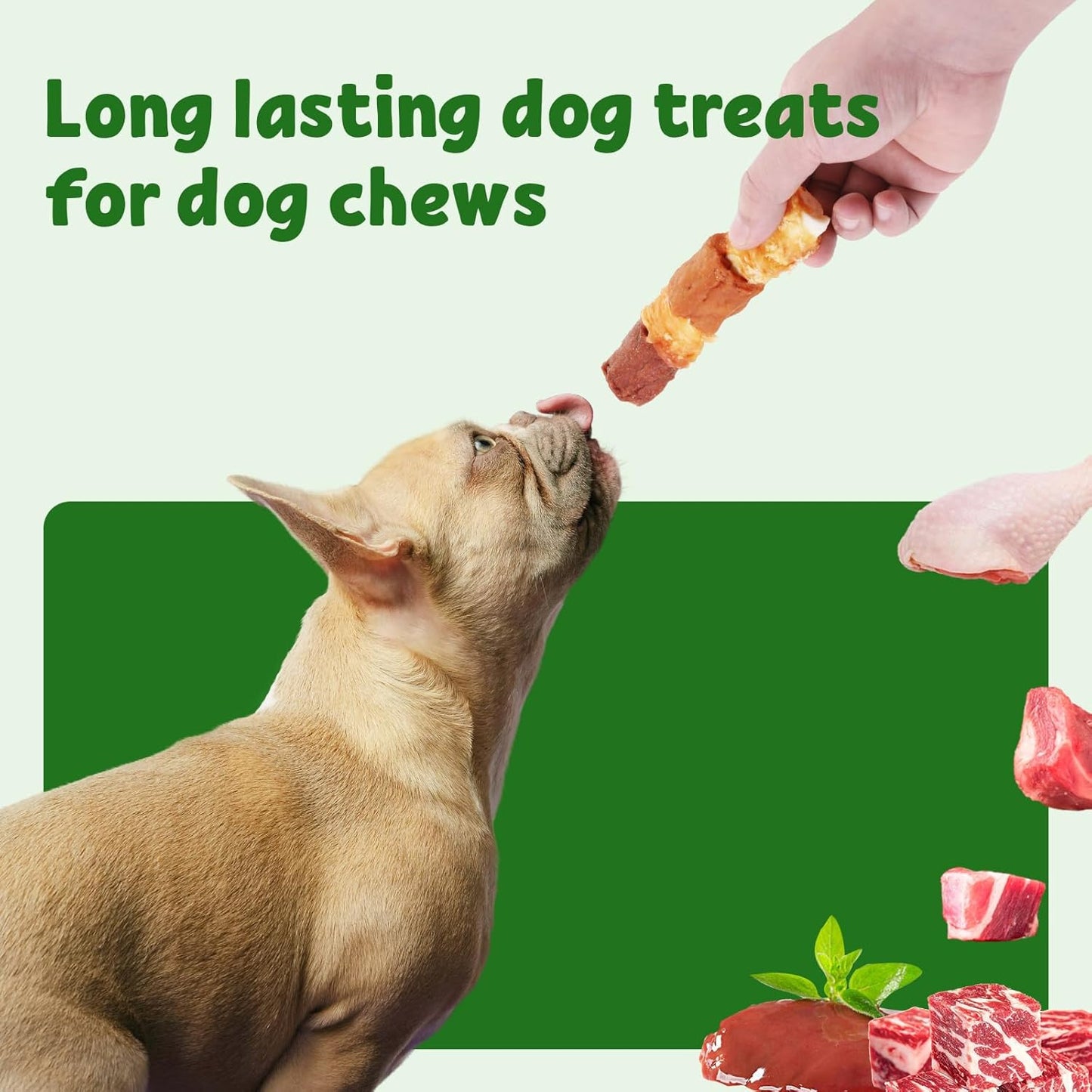 Dog Treats Triple Flavor Rolls - Chicken Liver, Beef, Chicken Wrapped Rawhide Rolls for Medium and Large Dogs Training Snacks 454g