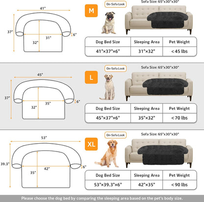 Calming Dog Bed Fluffy Plush Dog Mat for Furniture Protector with Removable Washable Cover for Large Medium Small Dogs and Cats (Large(45x37x6), Dark Grey)