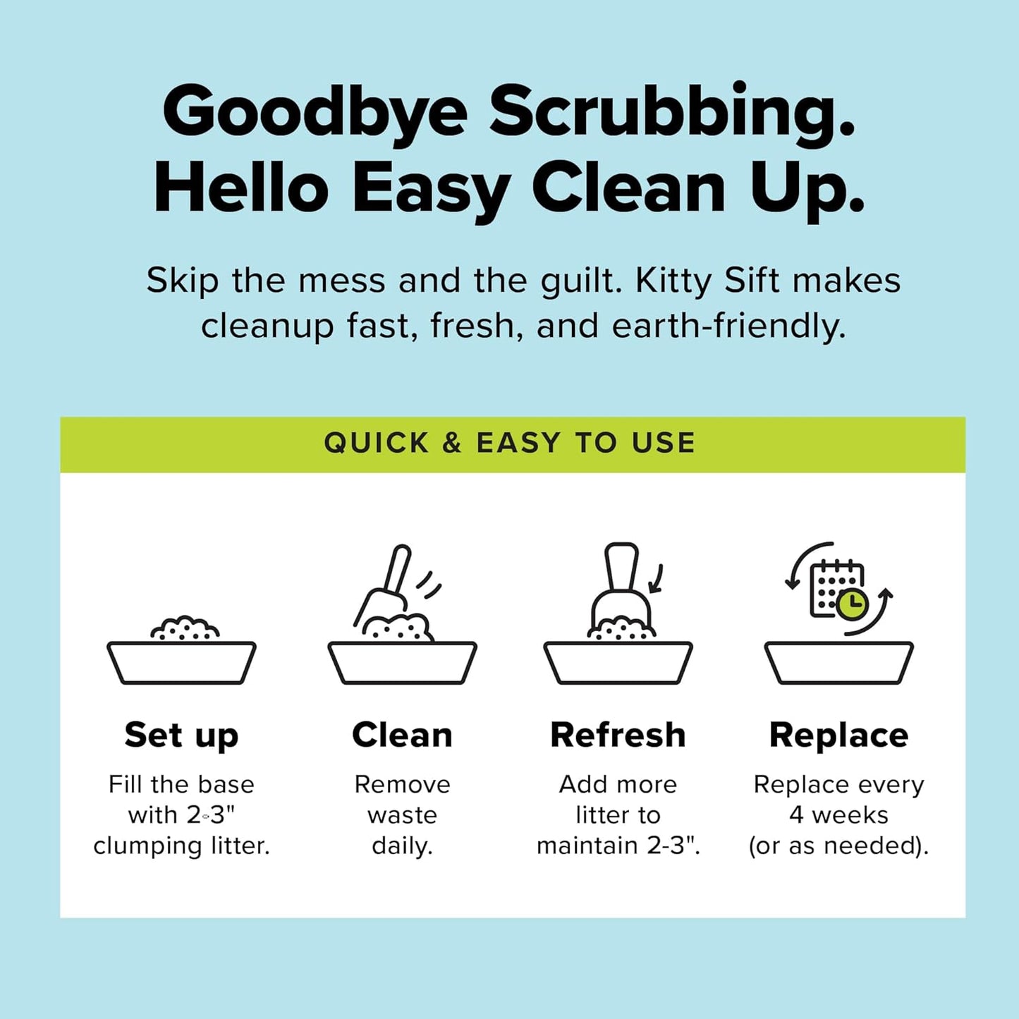 Kitty Sift Disposable Cat Litter Box Large, 6 Count, Durable Portable for Travel and Home, Eco-Friendly Disposable Litter Box Controls Odor for Cats and Kittens