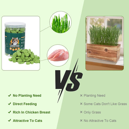 80g Cat Grass Treats for Indoor Cats, Freezed Drying Cat Grass Teething Stick for Hairball Remove Treatment Teeth Cleaning and Dental Care, Edible Kitty Chew Toy Snack