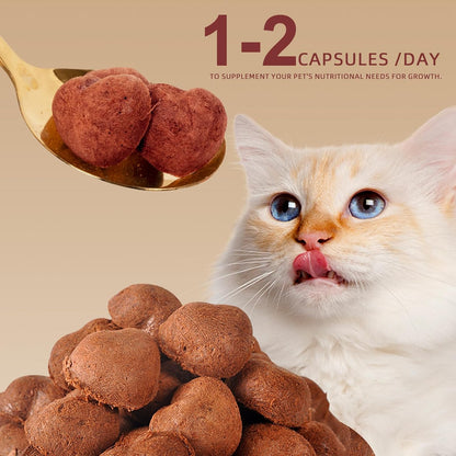 Freeze-Dried Rabbit Blood in Heart Shape,High Protein Freeze-Dried Pet Food for Dogs Cats, Supplemental Iron.Fresh Ingredient Snacks, 2.1 oz.