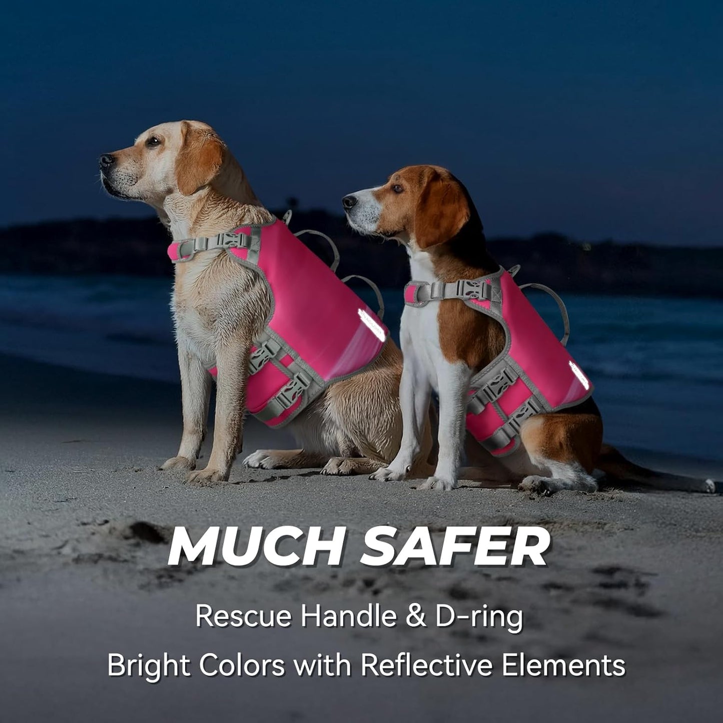 VIVAGLORY + Neoprene Dog Life Vest + High Buoyancy Dog Life Jacket, Lightweight & Buoyancy, Swimming Vest with Handle