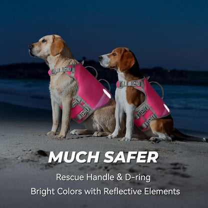 VIVAGLORY + Neoprene Dog Life Vest + High Buoyancy Dog Life Jacket, Lightweight & Buoyancy, Swimming Vest with Handle
