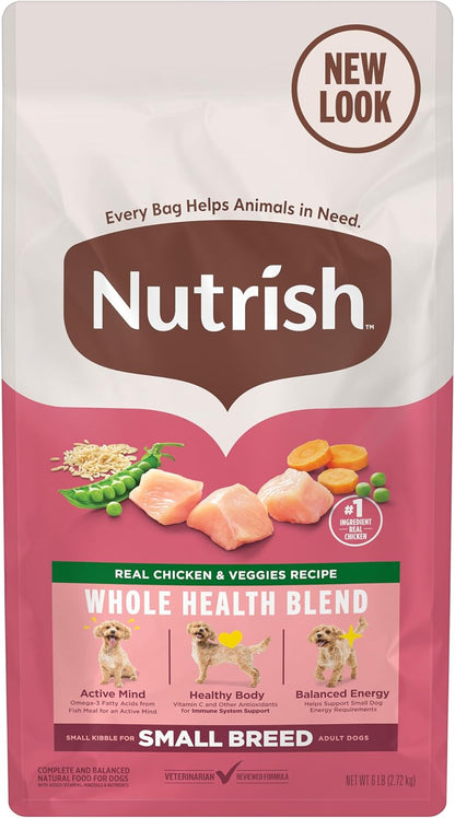 Nutrish Little Bites Small Breed Premium Natural Dry Dog Food, Real Chicken & Veggies Recipe, 6 Pounds (Packaging May Vary), (Rachael Ray Nutrish)