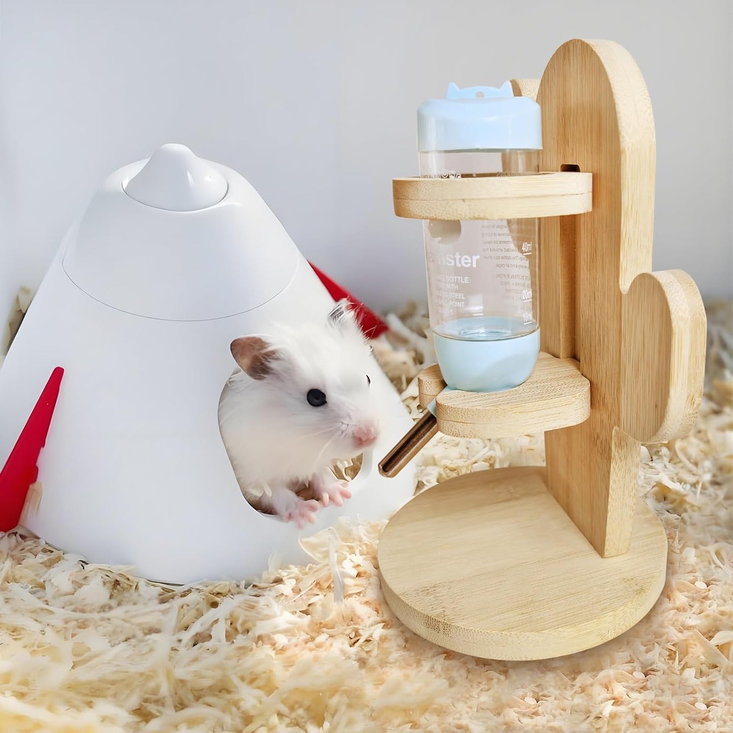 Hamiledyi Small Animal Water Bottle with Adjustable Stand & Hanging Hook - Leak-Proof Rodent Water Dispenser for Hamsters, Guinea Pigs, Gerbils(Style C)