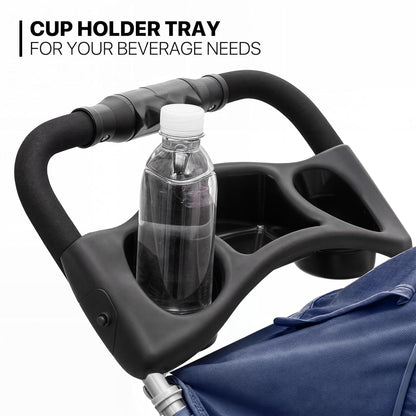 MoNiBloom 3 Wheels Pet Stroller, Foldable Dog Cat Cage Jogger Stroller with Weather Cover for All-Season, Storage Basket and Cup Holder, Breathable and Visible Mesh for Small/Medium Pets, Blue