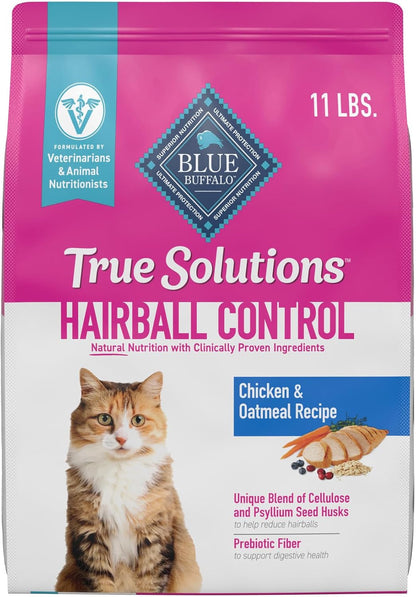 Blue Buffalo True Solutions Hairball Control Natural Dry Cat Food for Adult Cats, Chicken, 11-lb. Bag