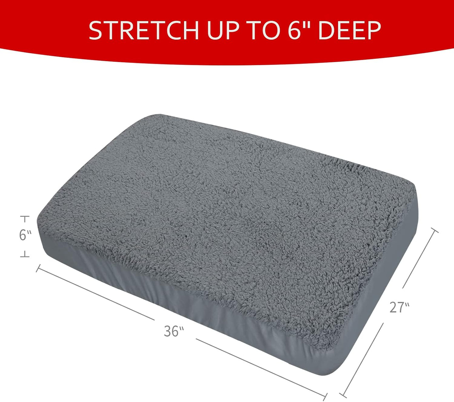 Dog Bed Covers Soft Plush Replacement Washable, Waterproof Pet Bed Liner Grey 36x27 Inches, for Dog/Cat, Cover Only