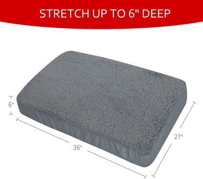 Dog Bed Covers Soft Plush Replacement Washable, Waterproof Pet Bed Liner Grey 36x27 Inches, for Dog/Cat, Cover Only