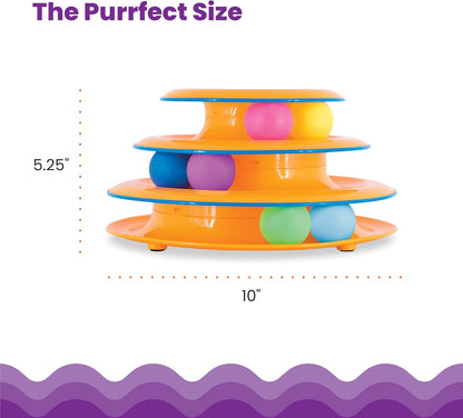 Catstages Tower of Tracks Cat Toy – 3-Level Track Tower with 6 Balls, Interactive Cat Toy for Indoor Enrichment