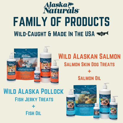 Alaska Naturals Wild Alaskan Salmon Fish Oil Supplement for Dogs Skin and Coat with EPA DHA Omega 3 Fatty Acids Liquid Food Topper 8 oz. Pump