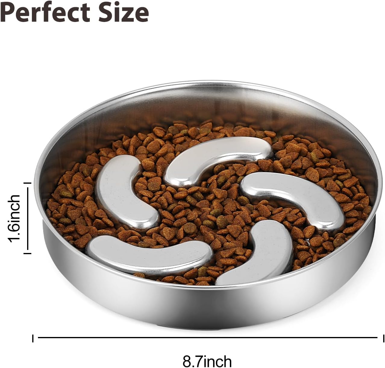 Slow Feeder Dog Bowl Stainless Steel, Heavy Duty with Non-Slip Base Dog Food Bowls for Small Medium Large Breed Size Dogs to Slow Down Eating