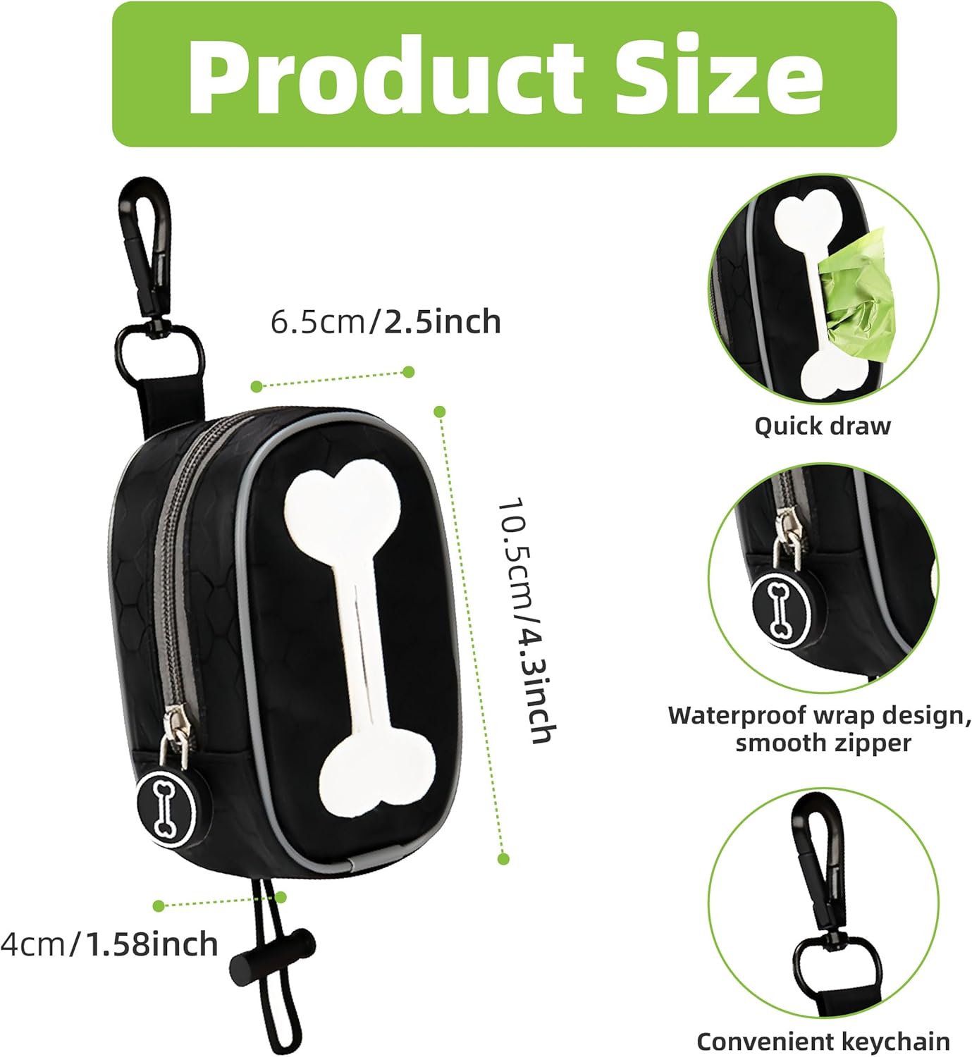 Dog Poop Bag Holder for Leash, Hands Free with Clip. Waterproof Dispenser Pouch for Dog Waste Bags, Treats & Essentials.