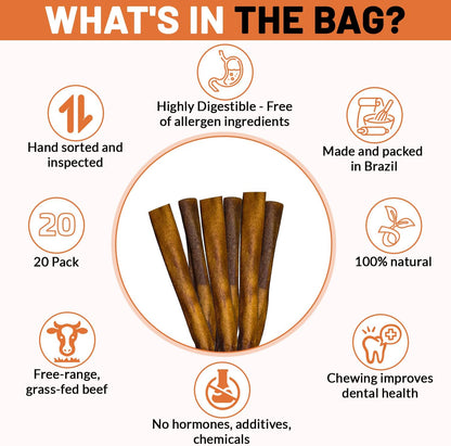 12 Inch Beef Collagen Sticks [5-Pack] – Collagen Bully Sticks for Dogs – All Natural – Highly Digestible