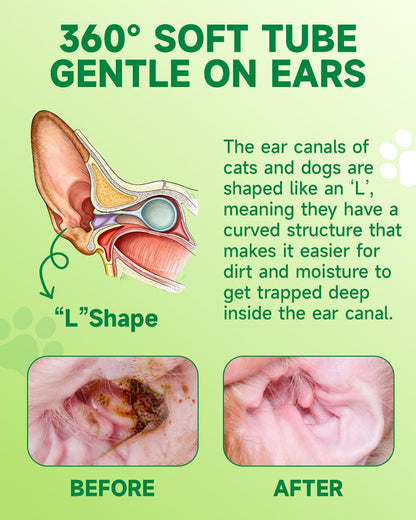 Cat & Dog Ear Cleaner - Gentle Cat & Dog Ear Cleaning Solution, Removes Debris, Wax Buildup, Odor, Itch Relief, 120ml Pet Ears Wash and Care with Aloe Barbadensis, Lavender, Chamomile, Non-Irritating