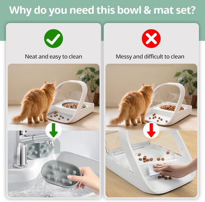 Slow Feeder Bowl for Automatic Microchip Cat Pet Feeder, Helps Prevent Bloat & Improve Digestion, Easy to Clean, Slow Feeder Bowls & Mat