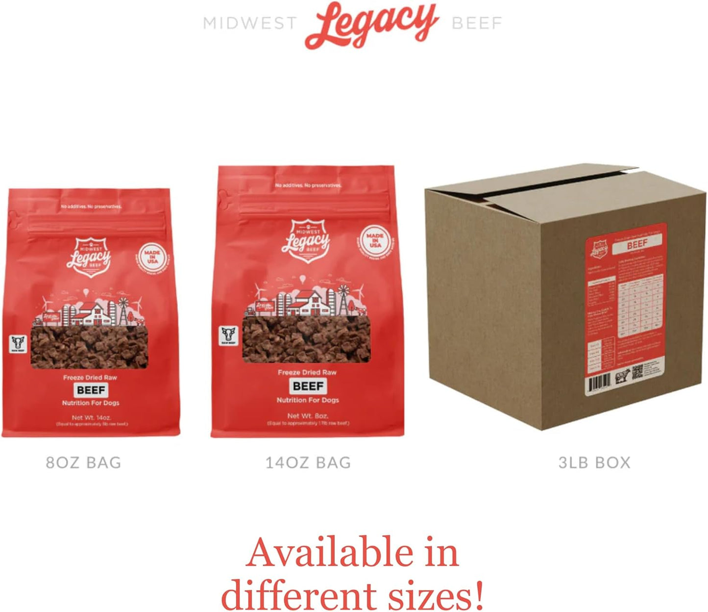 Freeze Dried Raw 100% Beef Dog Food | Premium High Protein Healthy Nutritious Dog Food | Complete & Balanced Meal, Natural Source of Vitamins and Minerals, 8 Oz