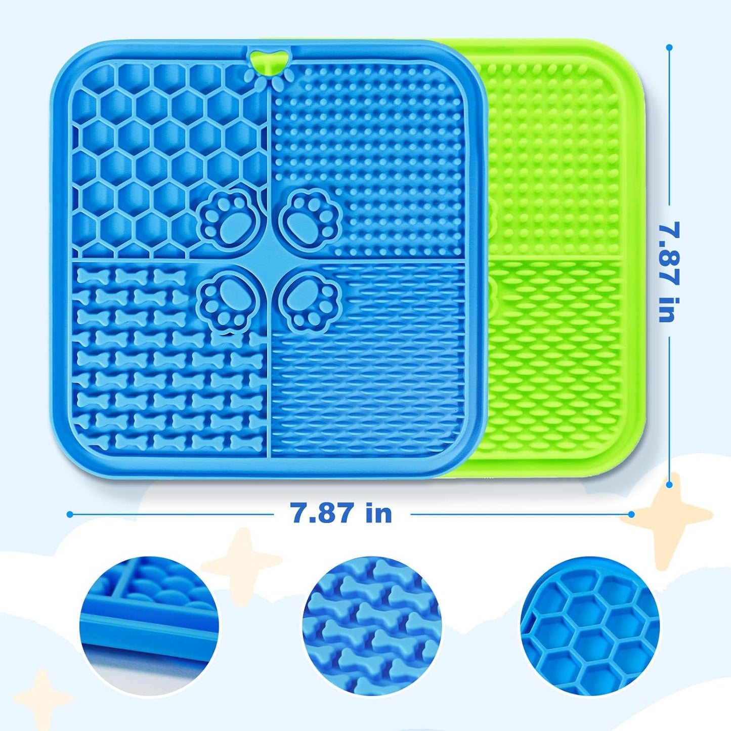 Dog Lick Mat with Suction Cups, Lick Mat for Dogs, Pet Food Mats and Slow Feeder Cat Bowl for Dog Anxiety Relief Pet Enrichment Toys for Bathing Station and Cat Grooming 2 Pack (Blue & Green)