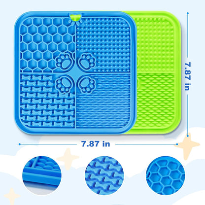 Dog Lick Mat with Suction Cups, Lick Mat for Dogs, Pet Food Mats and Slow Feeder Cat Bowl for Dog Anxiety Relief Pet Enrichment Toys for Bathing Station and Cat Grooming 2 Pack (Blue & Green)