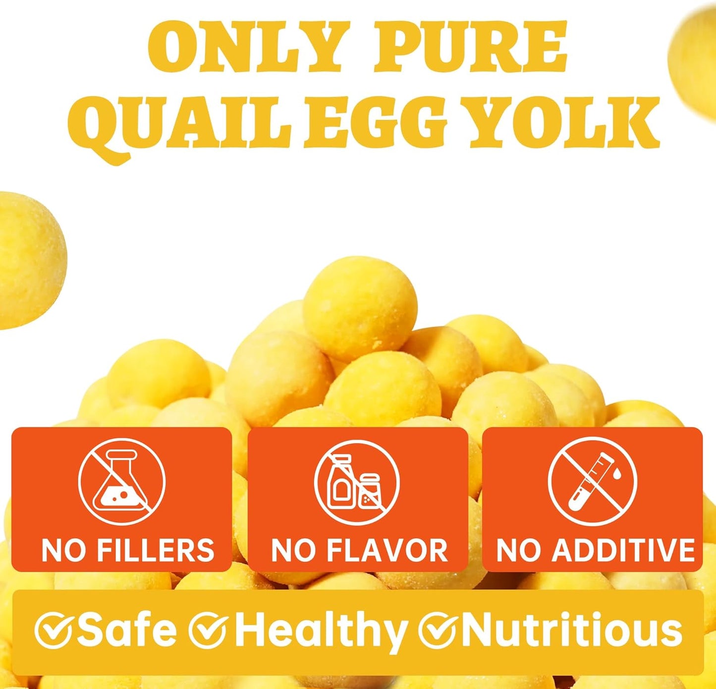 Wellix Freeze Dried Quail Eggs for Cats&Dog Treats - High-Protein Quail Egg Yolk Freeze Dried Cat Treats for Skin&Coat Health - Delicious Training Snacks for Pets 4.2oz
