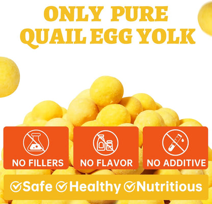 Wellix Freeze Dried Quail Eggs for Cats&Dog Treats - High-Protein Quail Egg Yolk Freeze Dried Cat Treats for Skin&Coat Health - Delicious Training Snacks for Pets 4.2oz