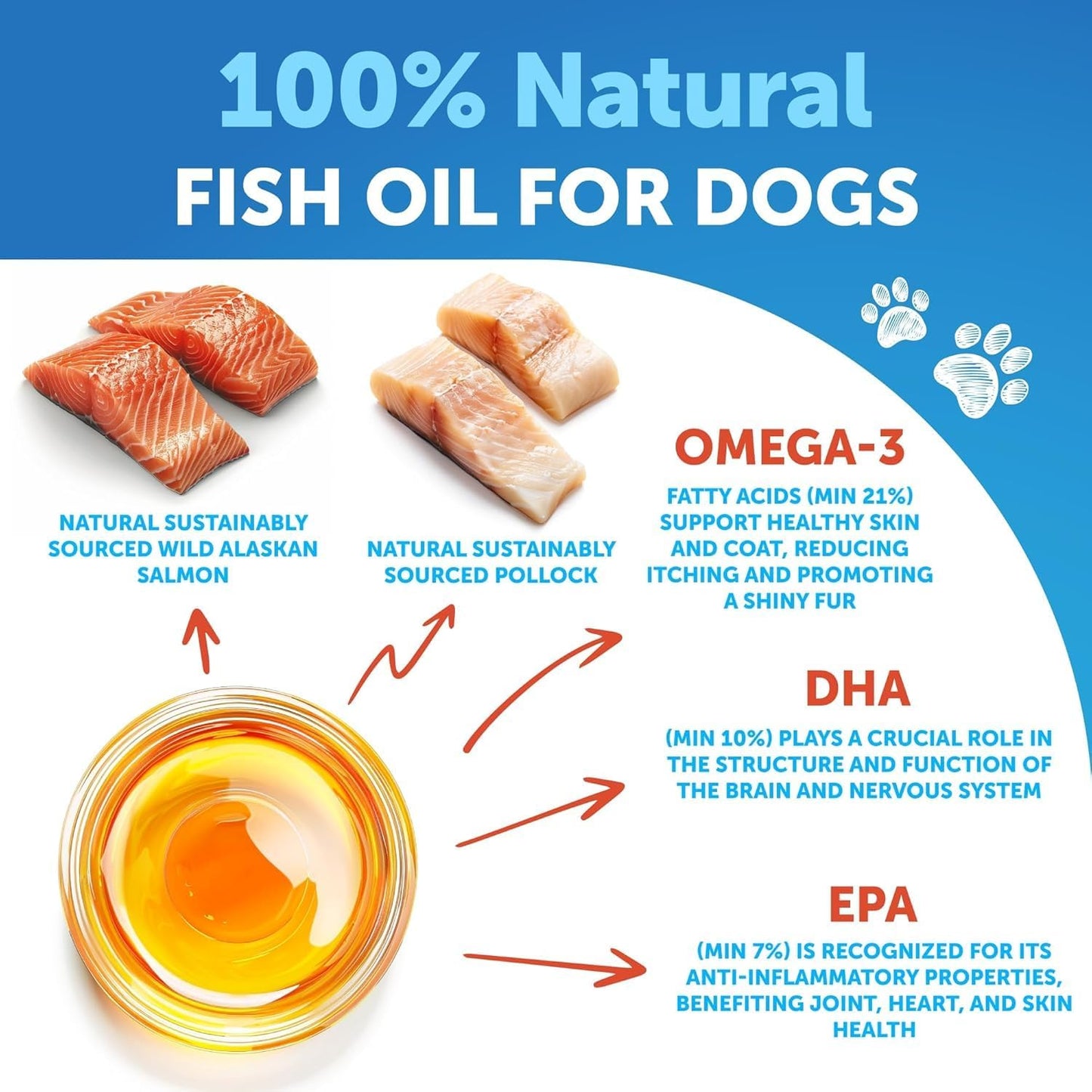Omega 3 Fish Oil for Dogs - Better Than Salmon Oil - Skin and Coat Defense Liquid Supplement for Allergy Relief - High EPA & DHA for Shedding, Mobility, Itching, Joint & Bone Health Support - 8 FL OZ