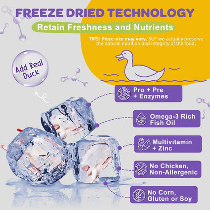 NATURE TARGET Probiotics for Dogs, Duck Flavored Dog Probiotics with Prebiotics and Digestive Enzymes for Dog Gut Health, Vitamins and Omega 3 for Skin & Coat & Immune Health - 120 Treats