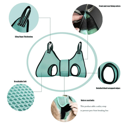 Pet Grooming Hammock with Safety Belt for Nail Trimming and Bathing - Cat and Dog Grooming Harness with Claw Care Bag (XS, Check Size Chart)