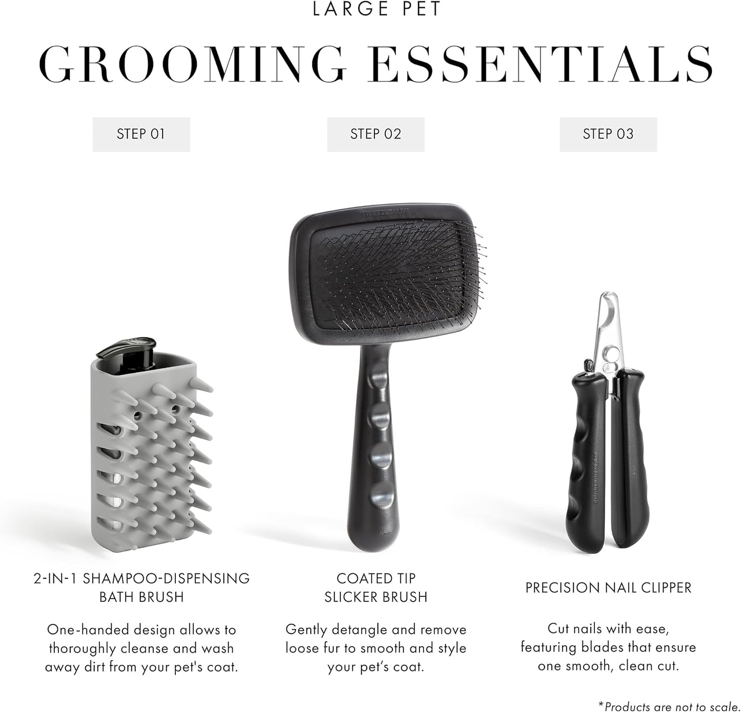 Tweezerman Dog and Cat Slicker Brush for Pets, Grooming Brush with Coated Bristles to Prevent Scratching and Ergonomic Handle