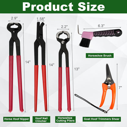 12Pcs Farrier Tools Kit Hoof Trimming Tools with Tool Bag, Hoof Nippers, Horseshoe Cutting Pliers, Goat Hoof Trimmers Shear, Hoof Rasp File, Horseshoe Brush, Hoof Knife, Hoof Hammer, Gloves