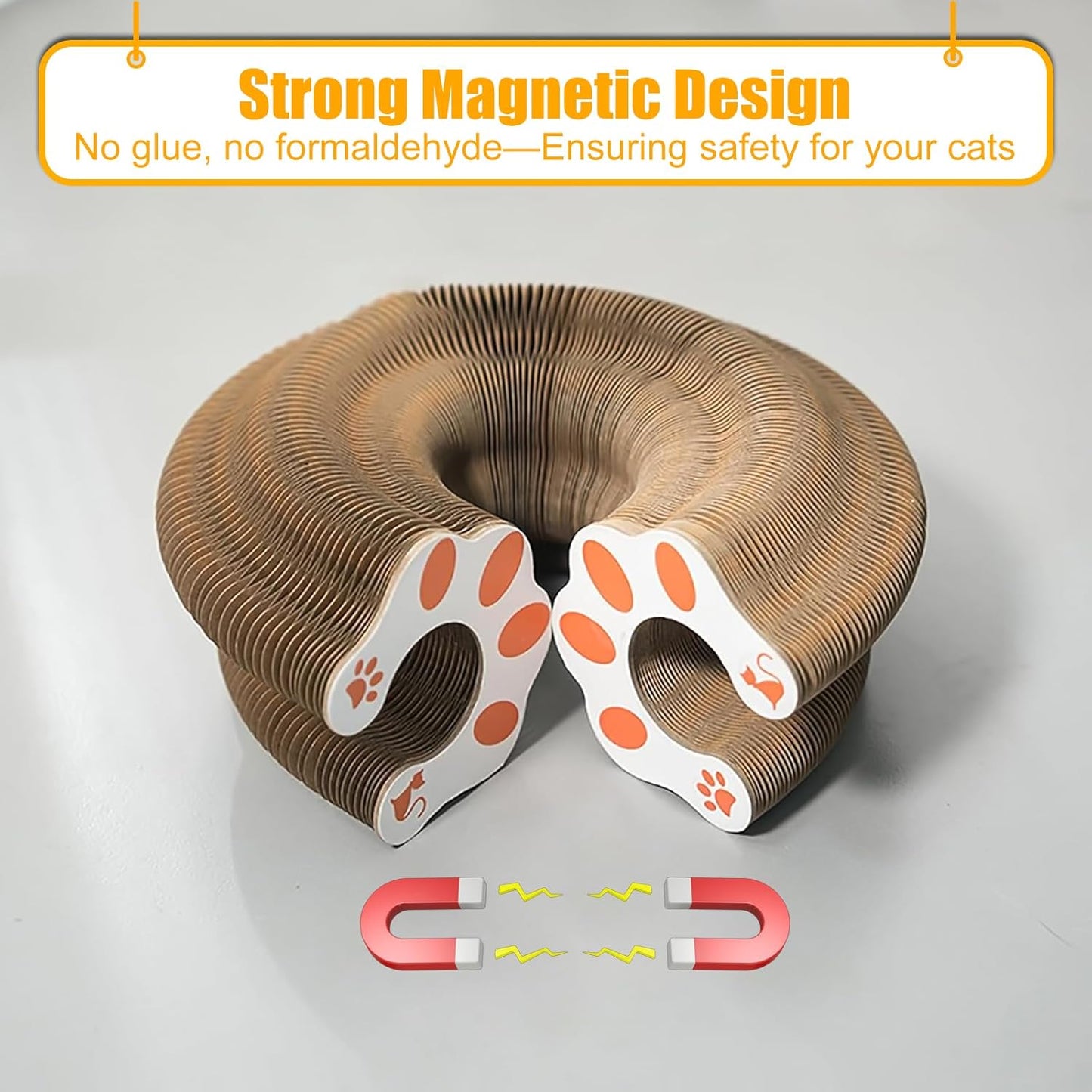 2-Pack Magic Organ Cat Scratching Board – Kitty Kurls Cat Scratcher Toy with Bell Balls for Indoor Cats, Interactive Cardboard Kitty Toy Scratcher, Furniture Protection