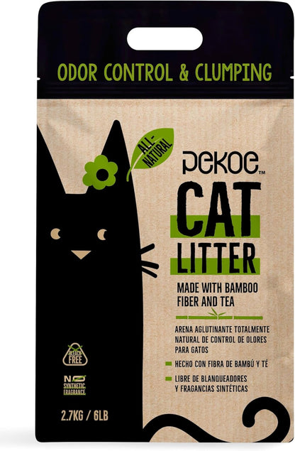 PeKoe All-Natural Odor Control & Clumping Cat Litter with Bamboo and Tea, 6-lb Bag (Pack of 1)