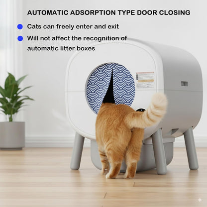 Smart Cat Litter Box Privacy Door - Odor & Tracking Control Curtain for Automatic Cat Litter Boxes - Fits 10-Inch Round Openings - Easy Installation, Keeps Home Fresh & Clean (WaveBlue)