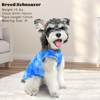 XPUDAC 4 Pack Dog Shirt Tie Dye Lightweight Dog Clothes for Small Dogs Boy Girls Breathable Stretchy Tank Top Vest-Medium