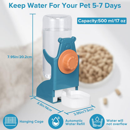 Kenond 17 oz Pet Water Bottle,Guinea Pig No Drip Water Bowl for Cage,Hanging Automatic Gravity Water Dispenser for Small Animals Rabbit Hedgehog Chinchilla Bunny Bird Canary Budgies