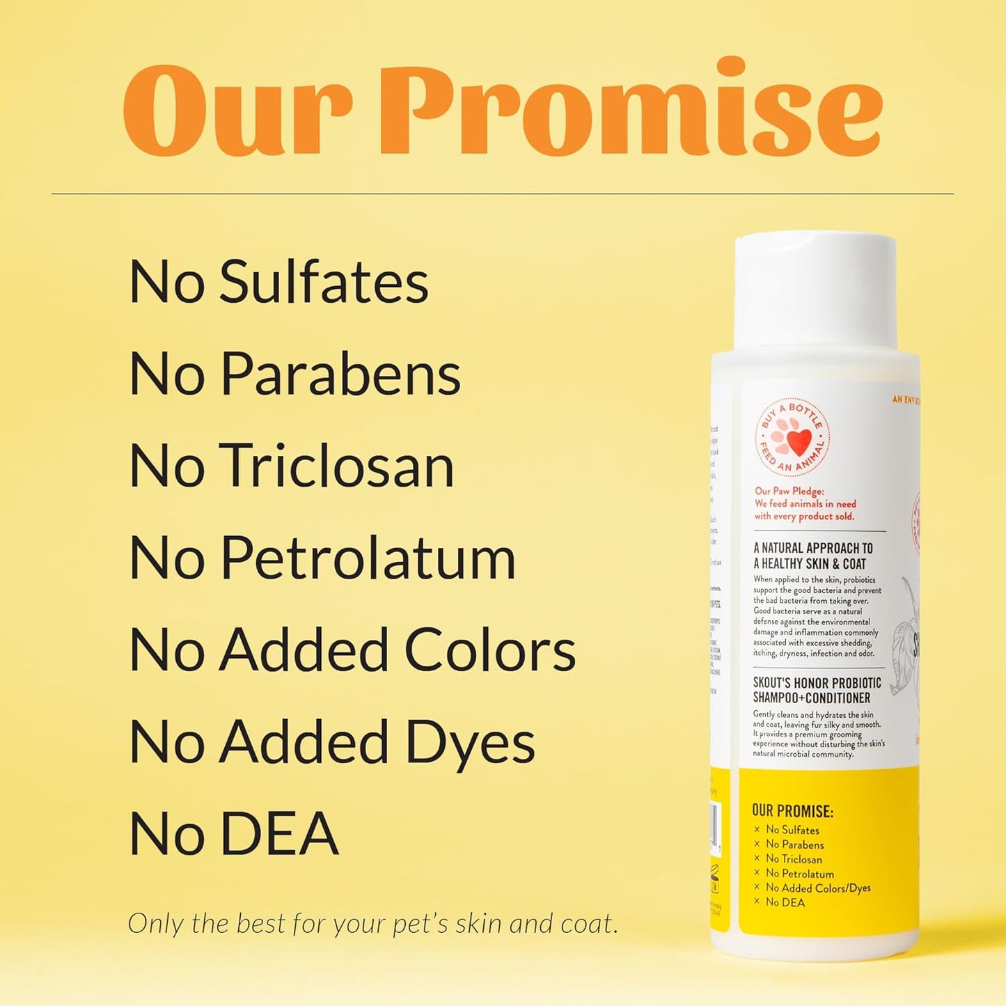 Skout's Honor Probiotic Cat Shampoo & Conditioner with Avocado Oil & Omega-3s, 97% Natural, Paraben & Sulfate-Free, Cruelty-Free, Defend Against Itch, Dryness, Irritation. 16oz, Honeysuckle