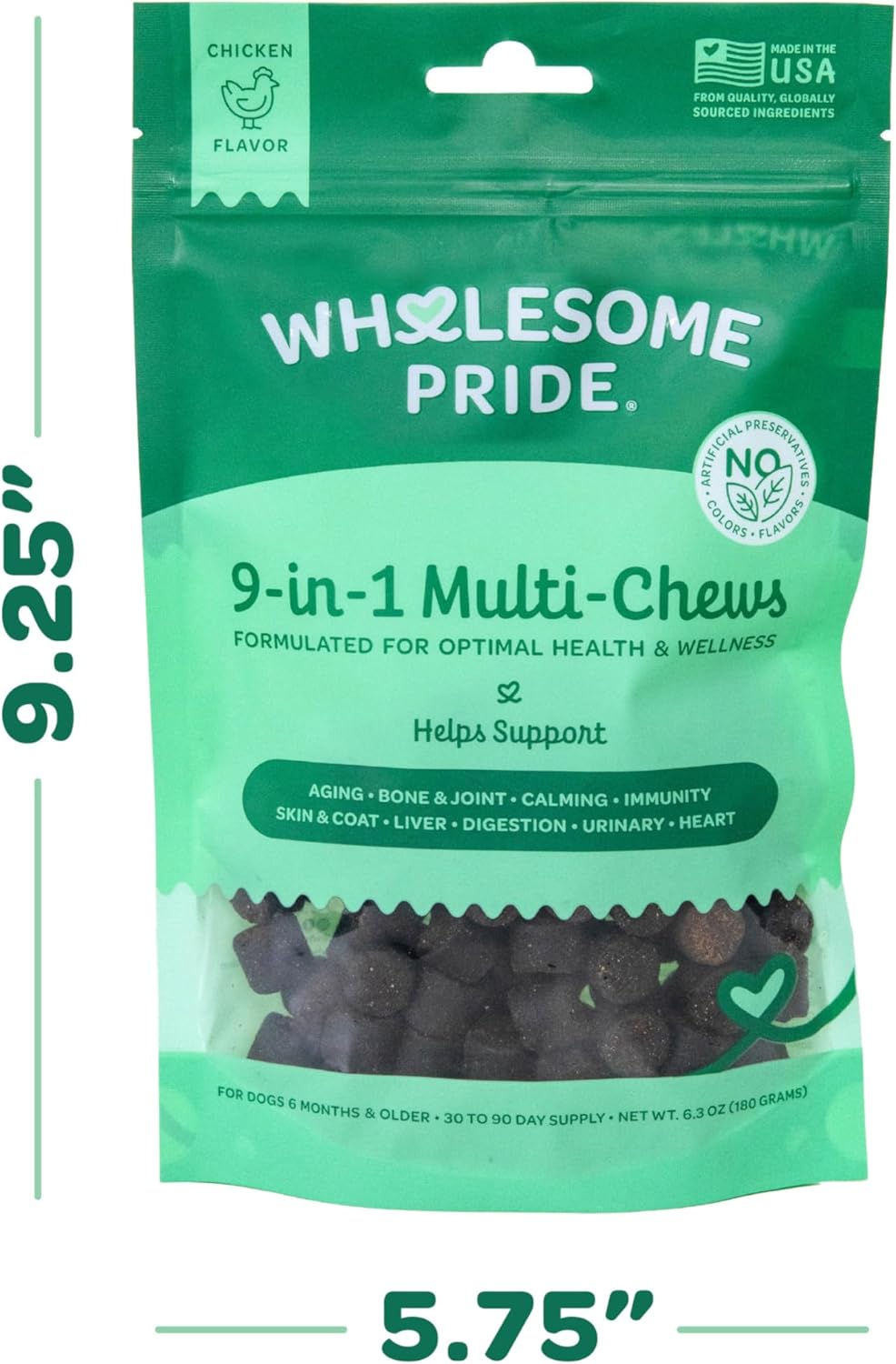 Wholesome Pride 9-in-1 Dog Multifunctional Soft Chews – Joint Pain Relief, Hip & Joint Support, Immune, Skin, Gut, Heart, Brain Health – Glucosamine, MSM, Chondroitin – 90 Chews