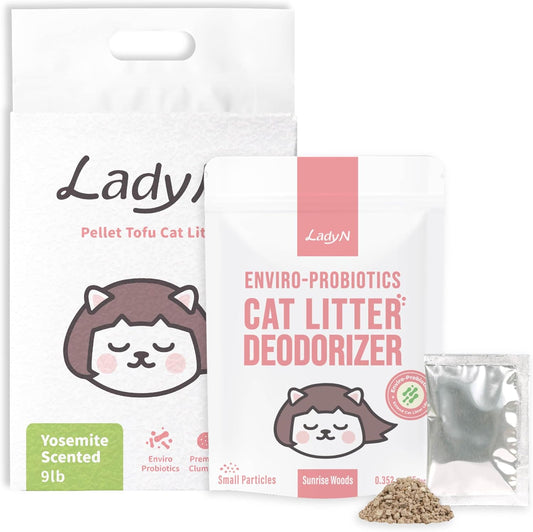 Yosemite Scented Pellet Tofu Cat Litter & Deodorizer Set – Strong Clumping, Odor Control, Easy Cleanup, Long-Lasting Freshness