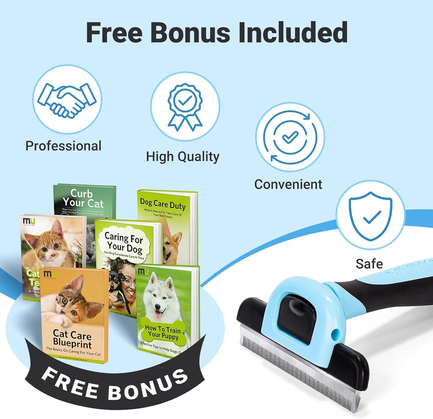 MIU COLOR Pet Grooming Brush, Deshedding Tool for Dogs & Cats, Effectively Reduces Shedding by up to 95% for Short Medium and Long Pet Hair